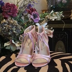 Nina ballet pink peau de soie peep toe bootie